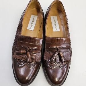 Mezlan Vero Cuoio‎ Mens 8.5 Kiltie Tassle Woven Leather Loafers Wingtip 7974 04